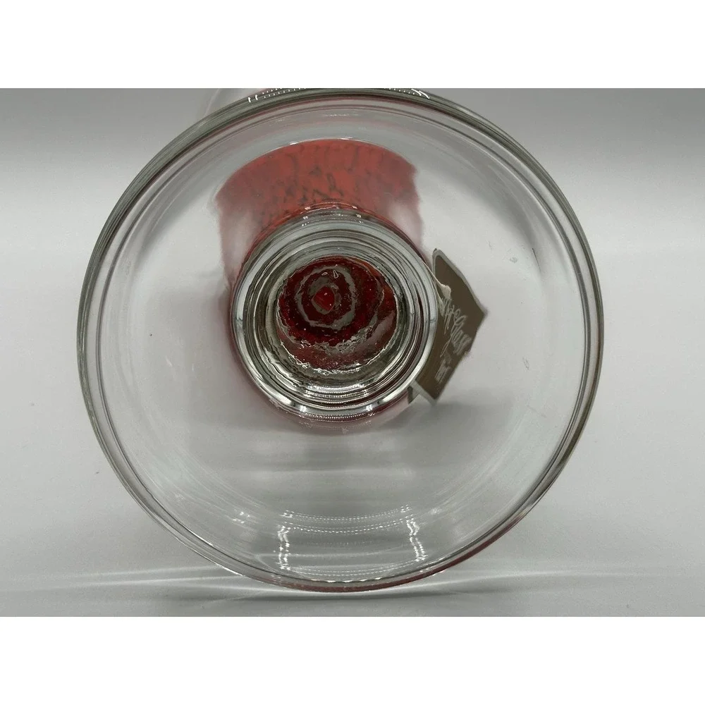 Vintage Pier 1 Imports 15-inch Red & Brown Glass Pillar Candlestick Holder